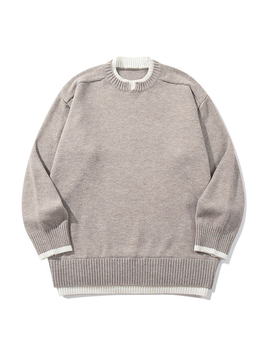 Damen Oversize‑Strickpullover mit kontrastiertem Rippkragen und verlängertem Bund Nord Taschen
