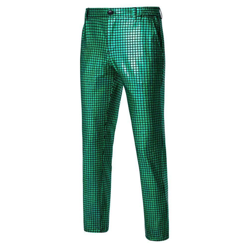 Herren Slim-Fit Anzughose mit glänzender Paillettenoptik und feinem Karomuster Nord Taschen