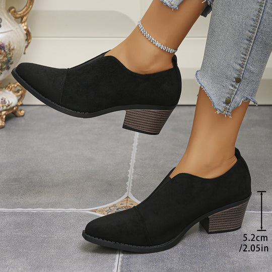 Damen Kurzschaft-Stiefeletten mit niedrigem Blockabsatz und spitzer Kappe Nord Taschen