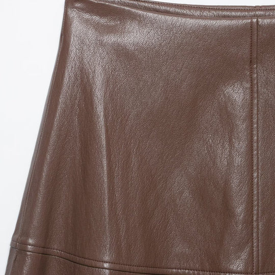 Damen Hochtaillierter A-Linienrock aus Kunstleder mit ausgestellter Silhouette Nord Taschen