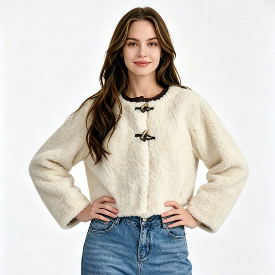 Damen Kurzblouson aus Teddy‑Fleece mit Knebelverschlüssen Nord Taschen