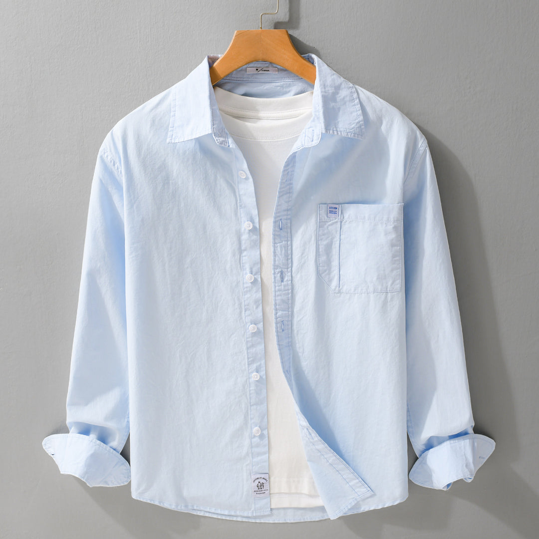 Herren Baumwoll-Overshirt im Layering‑Look mit Kentkragen und aufgesetzter Brusttasche Nord Taschen