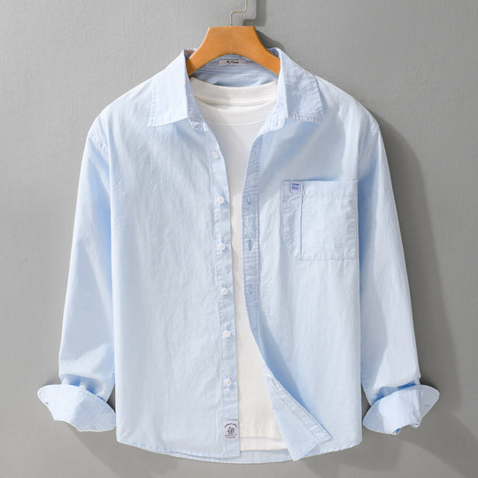 Herren Baumwoll-Overshirt im Layering‑Look mit Kentkragen und aufgesetzter Brusttasche Nord Taschen