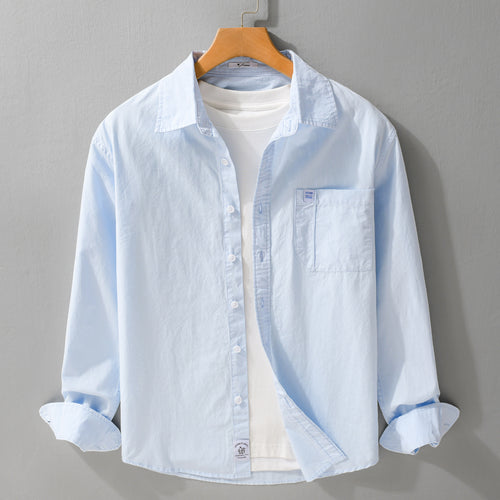 Herren Baumwoll-Overshirt im Layering‑Look mit Kentkragen und aufgesetzter Brusttasche Nord Taschen