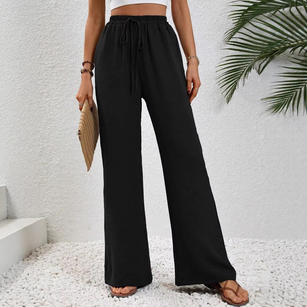 Damen Leichte Palazzo-Hose mit Gummibund, Tunnelzug und Seitentaschen Nord Taschen