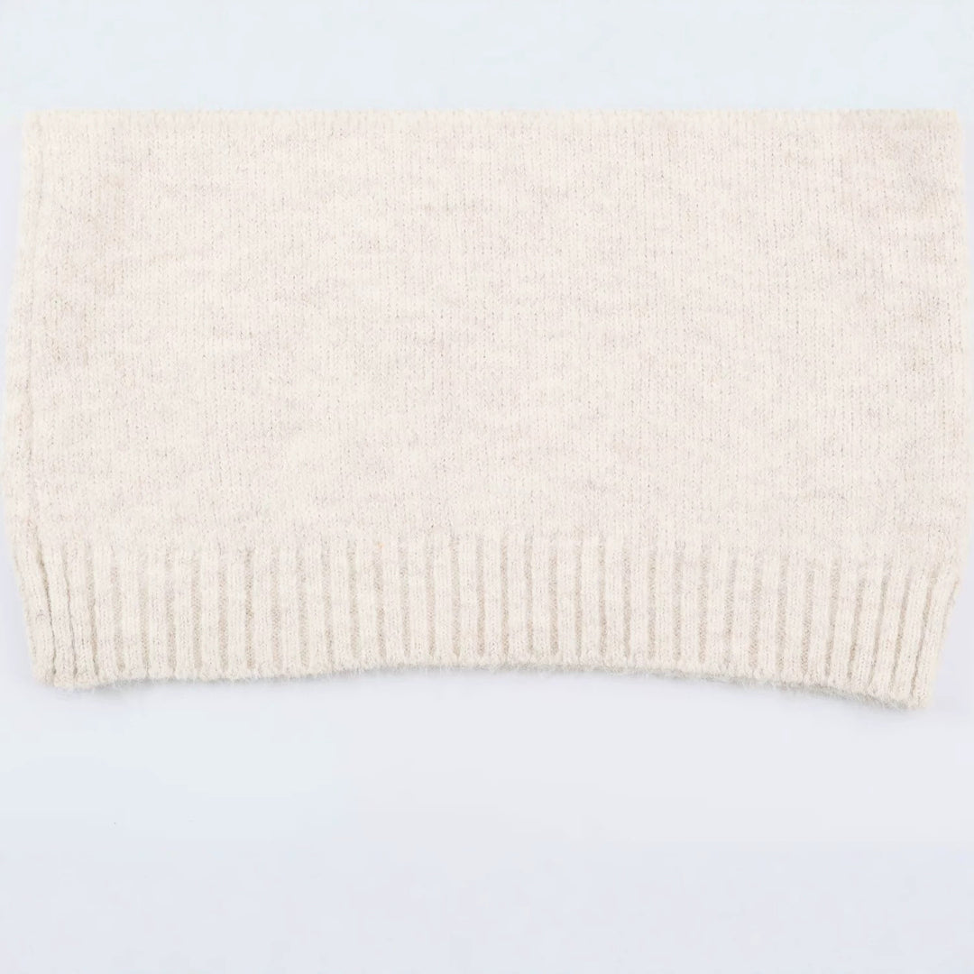 Damen Oversized Strickpullover mit hohem Rippkragen, Knopfdetail und V‑Ausschnitt Nord Taschen