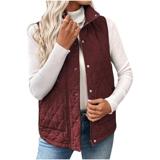 Damen Steppweste mit hohem Stehkragen, Doppelverschluss und geschwungenem Saum Nord Taschen