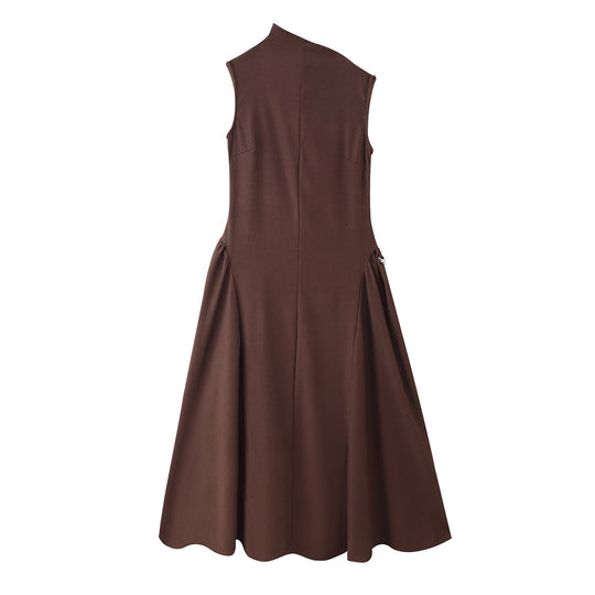 Damen A-Linien Kleid mit asymmetrischem Ausschnitt und eleganten Falten Nord Taschen