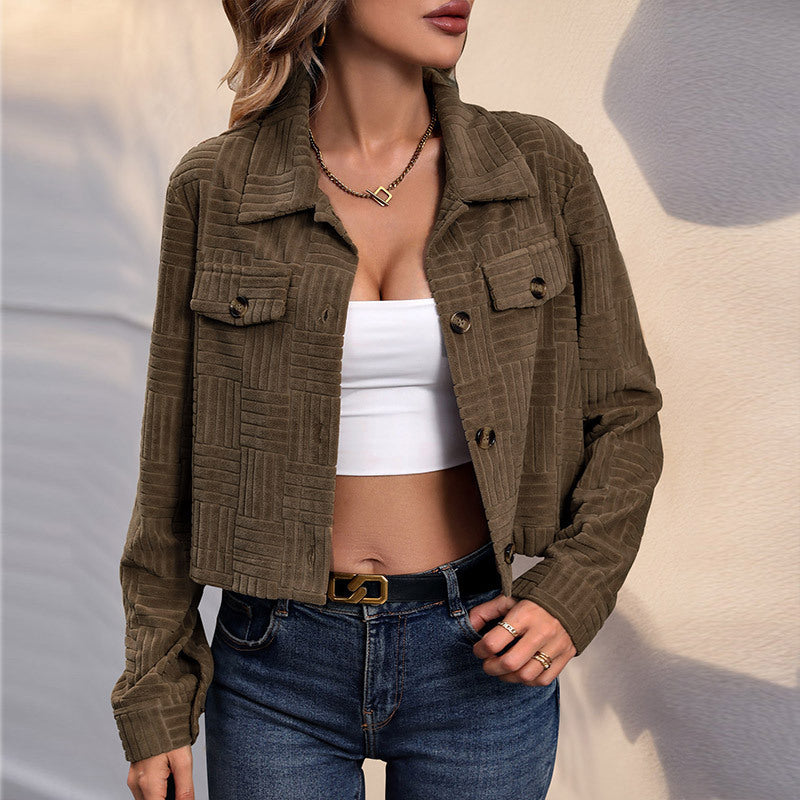 Damen Geprägte kurze Jacke Nord Taschen