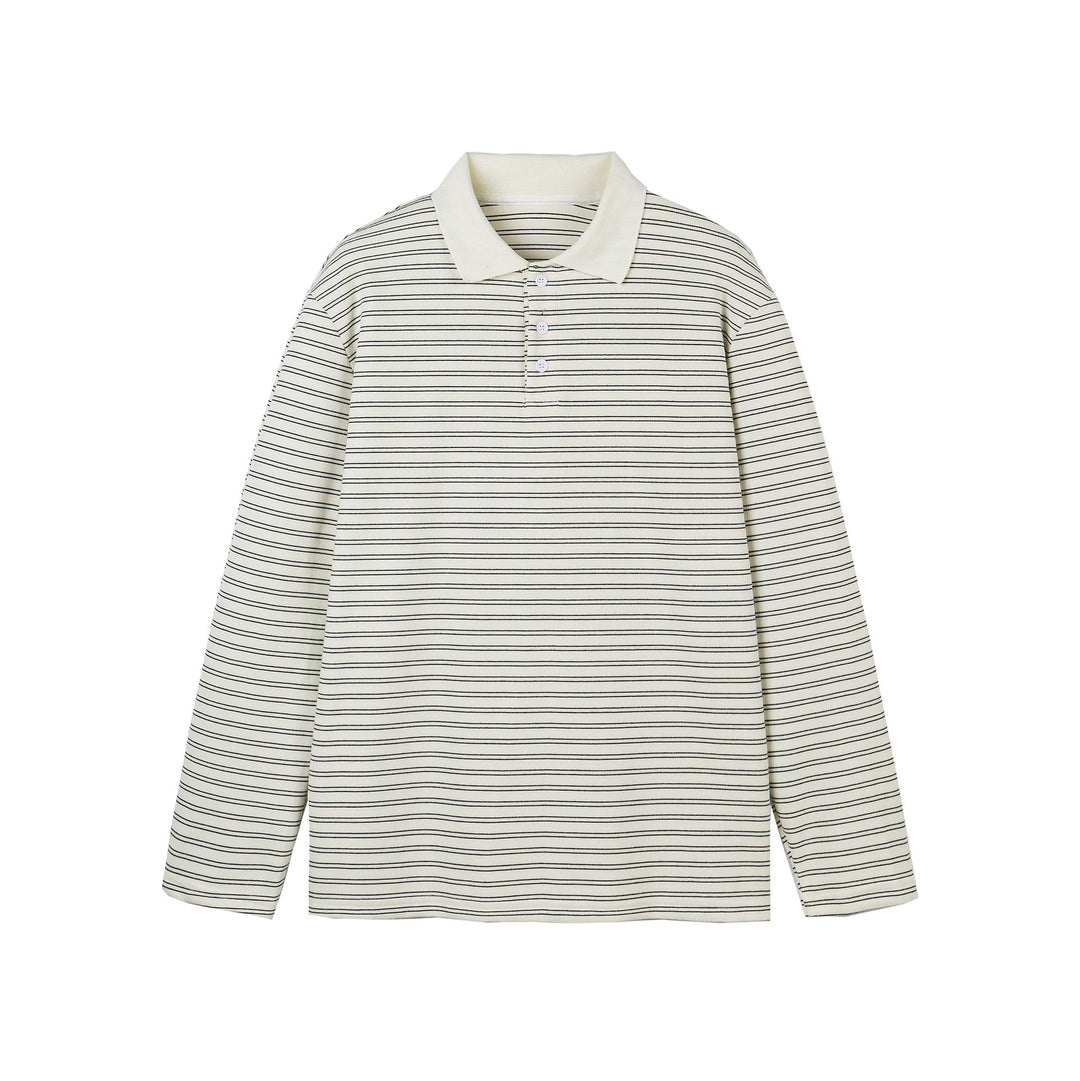 Herren Langarm-Poloshirt im Streifen-Jersey mit Henley-Knopfleiste Nord Taschen