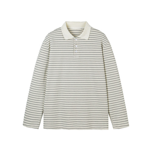 Herren Langarm-Poloshirt im Streifen-Jersey mit Henley-Knopfleiste Nord Taschen