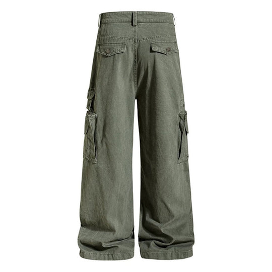 Damen weite High‑Waist Cargo‑Culottehose mit großen Klappentaschen und verstellbarem Saum Nord Taschen