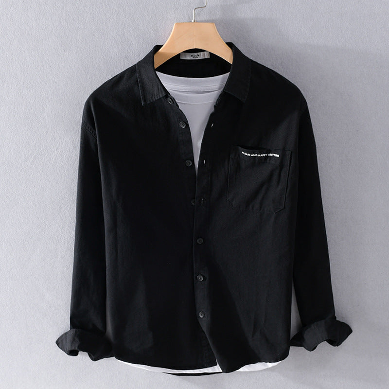 Herren Leichtes Baumwoll-Langarmhemd im Overshirt‑Stil mit Pattentasche und kontrastreichen Knöpfen Nord Taschen