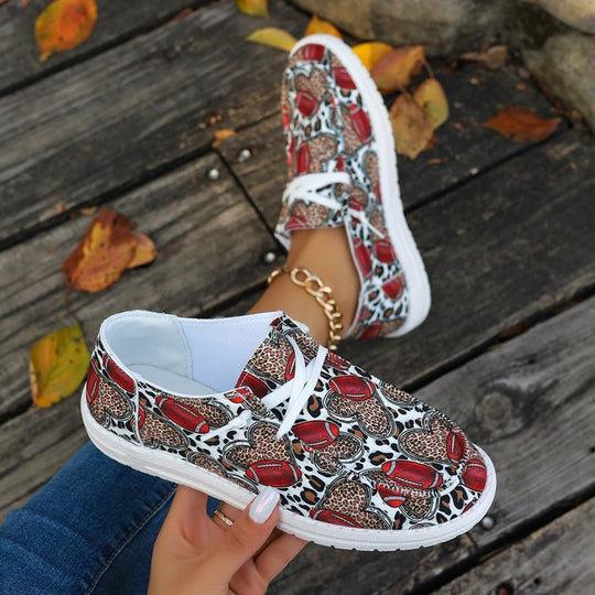 Damen Low‑Top Sneakers im Animal‑Mix mit Schnürung und gepolstertem Komfortfußbett Nord Taschen