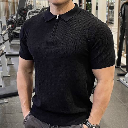 Herren Strukturierte Kurzarm Poloshirt Nord Taschen