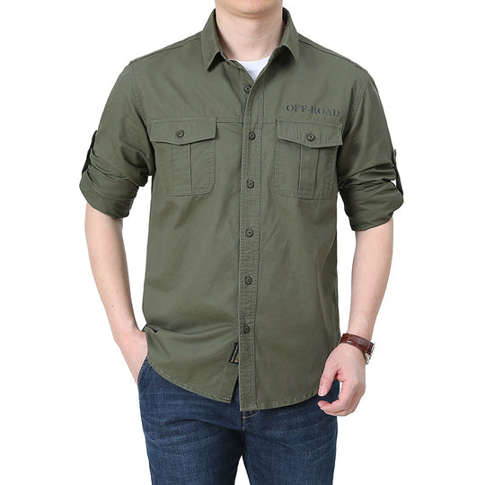 Herren robustes Overshirt aus Baumwoll-Canvas mit Brustpattentaschen Nord Taschen