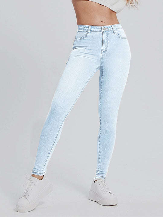 Damen Hochgeschnittene elastische Skinny-Jeans mit hoher Taille und Slim-Fit Nord Taschen