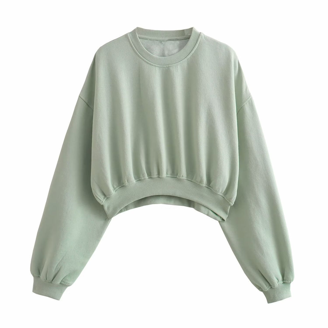 Damen Kurzes Oversize‑Sweatshirt mit gerafftem Saum und Ballonärmeln Nord Taschen
