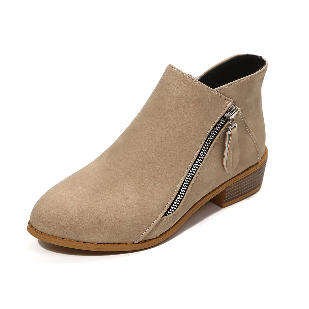 Damen Kurzschaftstiefelette mit seitlichem Reißverschluss und niedrigem Blockabsatz Nord Taschen