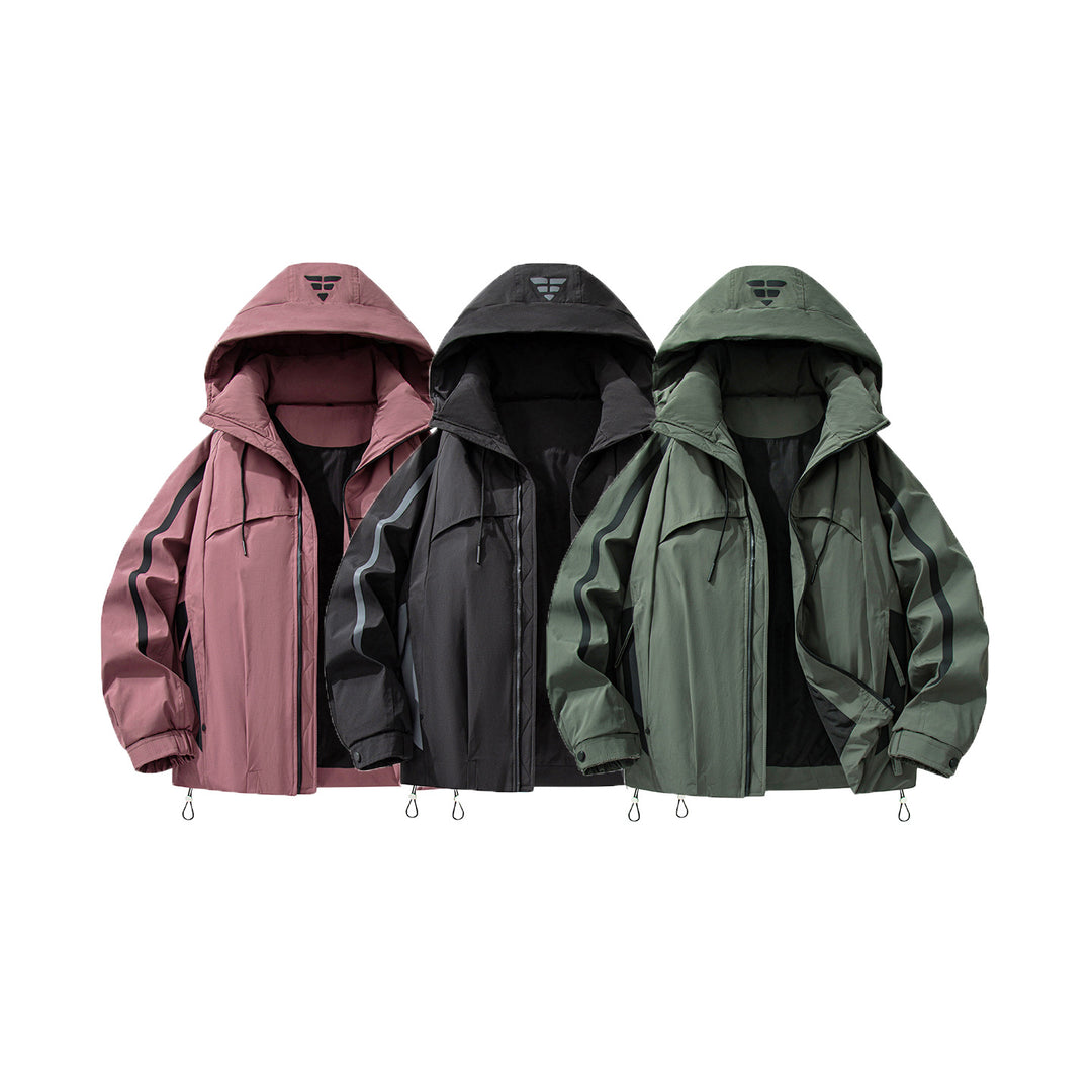 Unisex gefütterte Outdoor-Utility-Jacke mit Kapuze und reflektierenden Streifen Nord Taschen