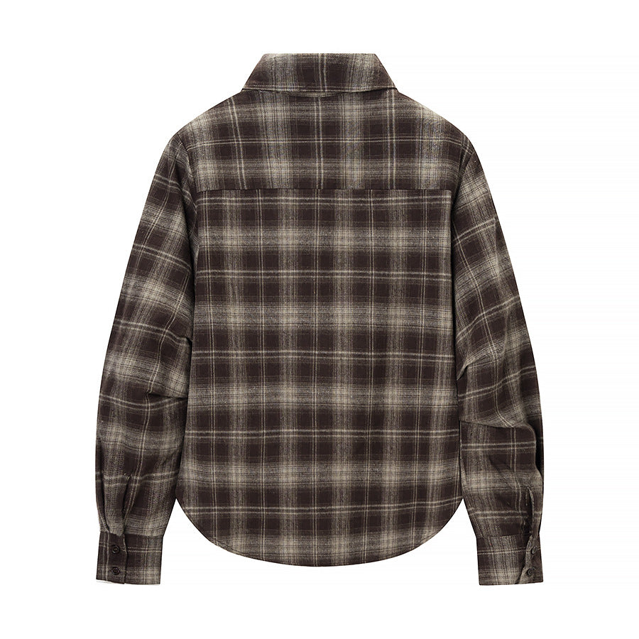 Damen Kariertes Baumwollhemd mit Wickel‑Drapierung und Oversize‑Silhouette Nord Taschen