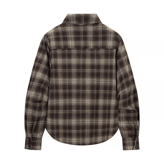 Damen Kariertes Baumwollhemd mit Wickel‑Drapierung und Oversize‑Silhouette Nord Taschen