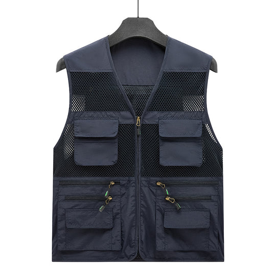 Herren Leichte Mesh-Utility-Weste mit vielen Reißverschluss- und Klapptaschen für Outdoor und Fotografie Nord Taschen