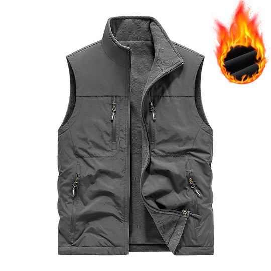 Herren Gefütterte Outdoor-Thermoweste mit Fleece-Innenfutter, Reißverschlusstaschen & winddichter Außenlage Nord Taschen