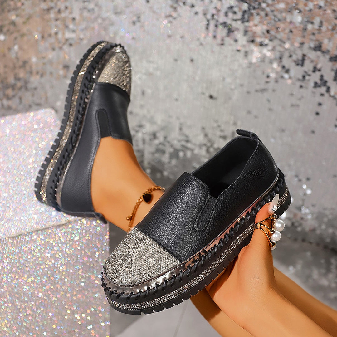 Damen nan glänzende Slip-On Plateau-Sneaker mit geflochtenem Rand und elastischem Einsatz Nord Taschen