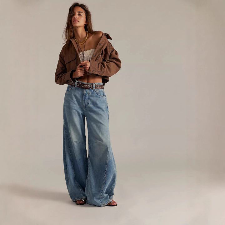 Damen kurze Utility-Überwurfjacke mit Druckknopf-Front und aufgesetzten Pattentaschen Nord Taschen