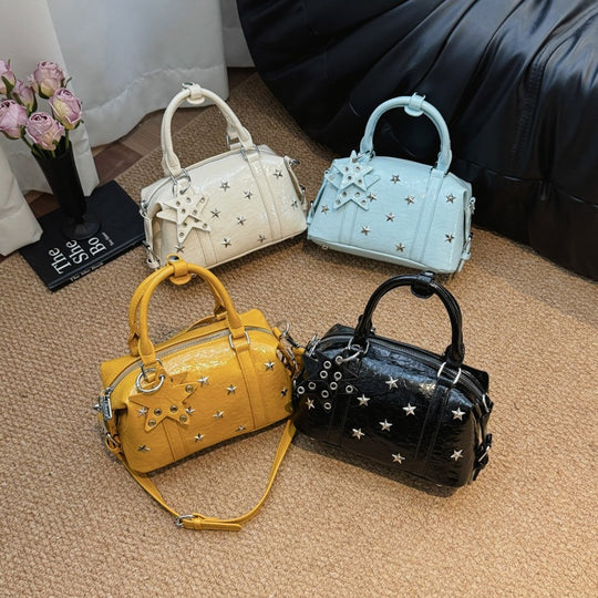 Damen modische Handtasche mit glanzvollem Sternenmotiv und abnehmbaren Tragegriff Nord Taschen