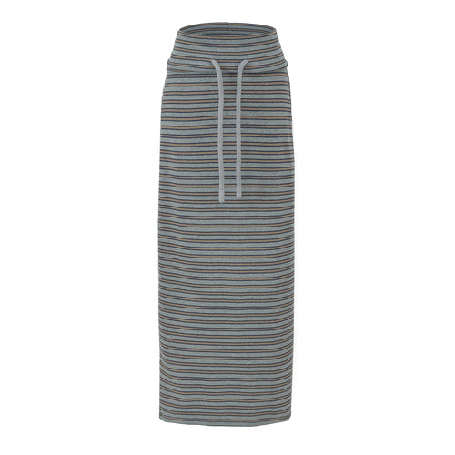 Damen Gestreifter Midirock aus Stretch-Jersey mit hohem Bündchen und Kordelzug Nord Taschen