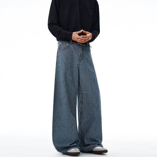 Herren Extraweite Pinstripe‑Palazzohose mit tiefem Schritt und fließender Silhouette Nord Taschen