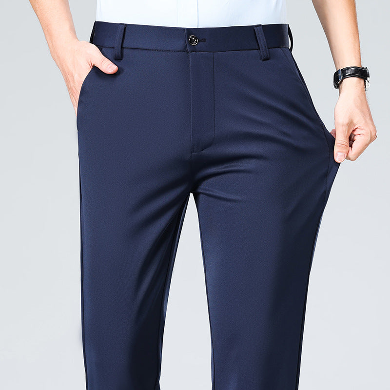 Herren Elegante gerade geschnittene Stretch-Businesshose mit Bügelfalte Nord Taschen
