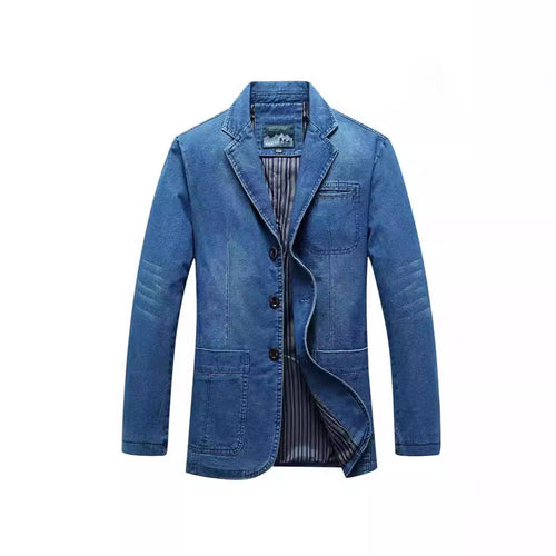 Herren Jeansblazer im Sakko‑Stil mit gestreifter Innenfütterung und aufgesetzten Taschen Nord Taschen