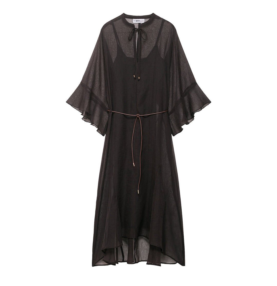 Damen Transparentes Chiffon-Kaftankleid mit Volantärmeln und Tunnelzug Nord Taschen