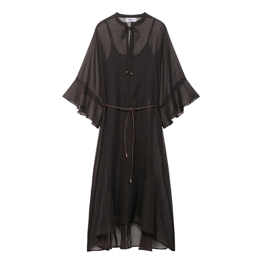 Damen Transparentes Chiffon-Kaftankleid mit Volantärmeln und Tunnelzug Nord Taschen