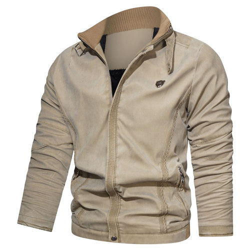 Herren leichter Canvas-Bomber mit Stehkragen, Reißverschluss und Reißverschlusstaschen Nord Taschen