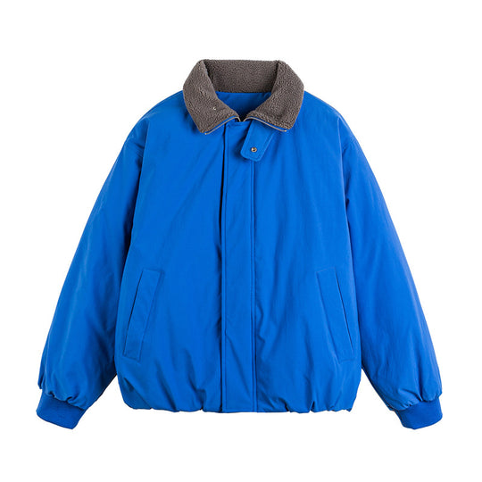 Unisex Kurz geschnittene Boxy‑Bomberjacke mit Teddy‑Umlegekragen und verdeckter Front Nord Taschen