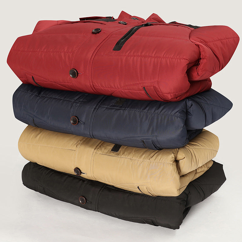 Herren Thermo-Steppparka mit Kapuze, Kunstfellbesatz und Fleece-Innenfutter Nord Taschen