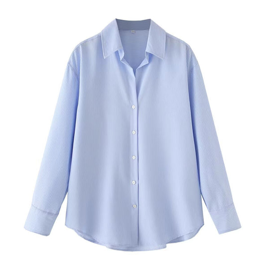 Damen Oversized-Hemdbluse mit weitem Schnitt, langen Manschettenärmeln und abgerundetem Saum Nord Taschen