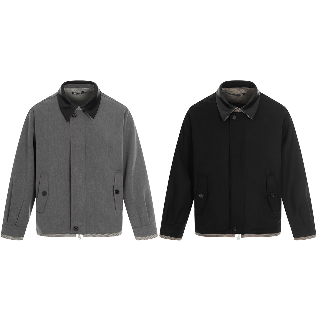 Herren Kurzer technischer Blouson aus Wollmix mit kontrastierendem Reverskragen und Zweiwegereißverschluss Nord Taschen