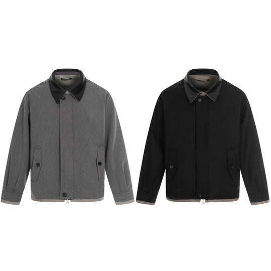 Herren Kurzer technischer Blouson aus Wollmix mit kontrastierendem Reverskragen und Zweiwegereißverschluss Nord Taschen