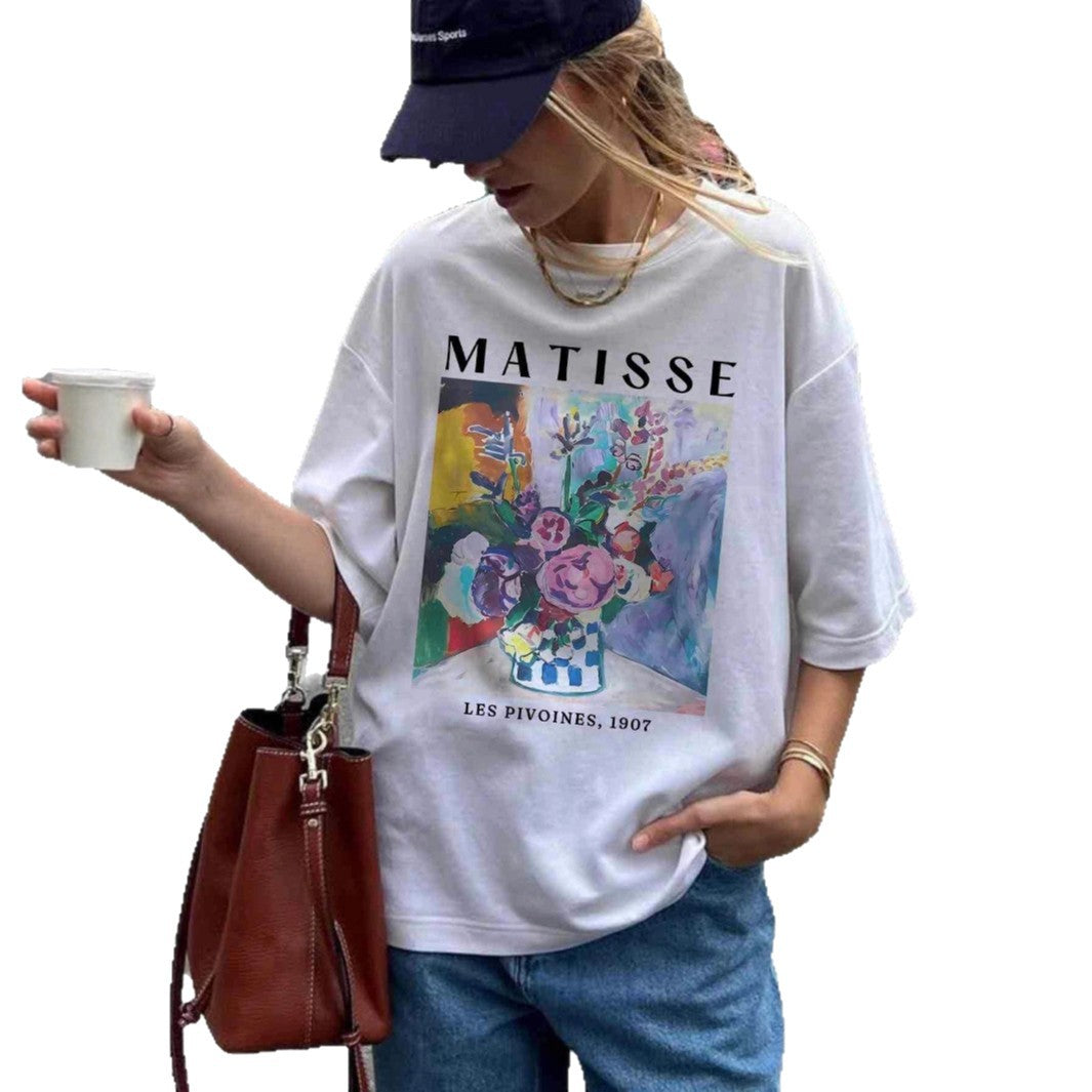 Damen T-Shirt mit künstlerischem Grafikdruck und lässigem Schnitt Nord Taschen