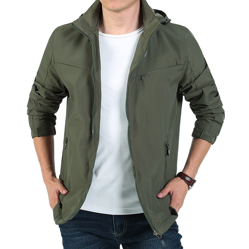 Herren leichter Funktions-Kapuzenblouson mit winddichter Shell, verdecktem Reißverschluss und Multi-Taschen Nord Taschen