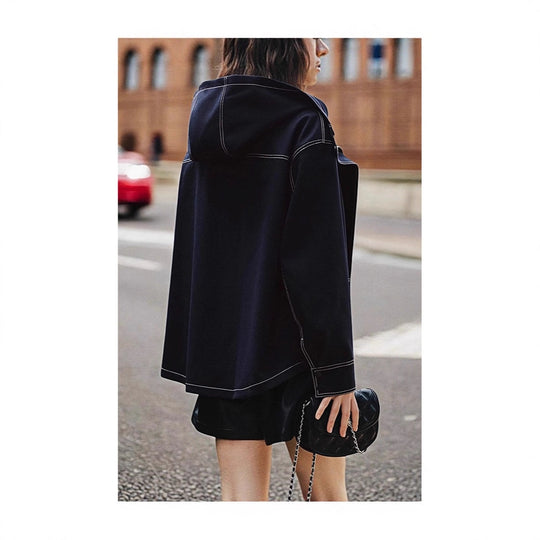 Damen Boxy‑Kapuzenparka mit sichtbaren Ziernähten und hochschließendem Stehkragen Nord Taschen