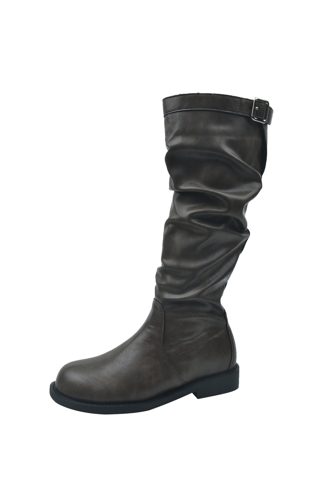 Damen Schaftstiefel aus Veloursleder mit gerafftem Schaft und verstellbarer Schnallenlasche Nord Taschen