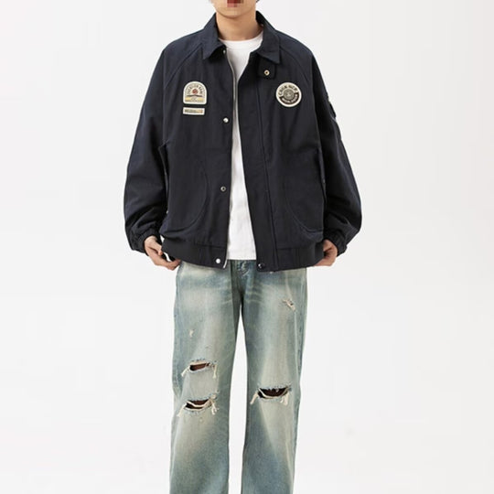 Herren Overshirt-Bomberjacke im Military-Look mit Emblem‑Patches, Ärmeltasche & geripptem Saum Nord Taschen