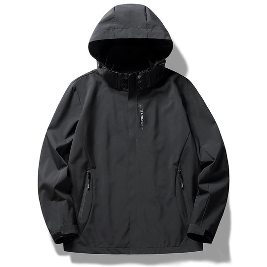 Herren technische Softshell Regenjacke mit Kapuze, wind- und wasserabweisender Membran und verdeckten Reißverschlüssen Nord Taschen
