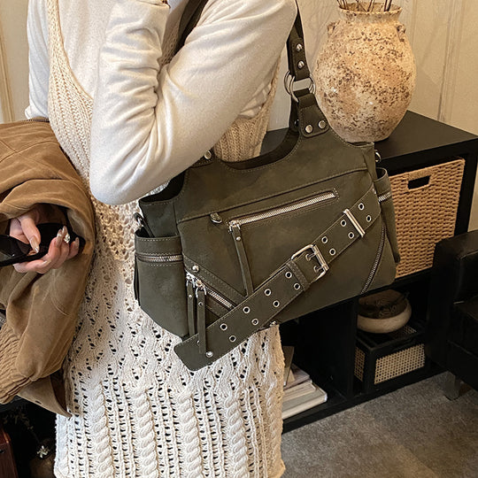 Damen Hobo-Tasche aus hochwertigem Veloursleder mit multifunktionalen Taschen Nord Taschen